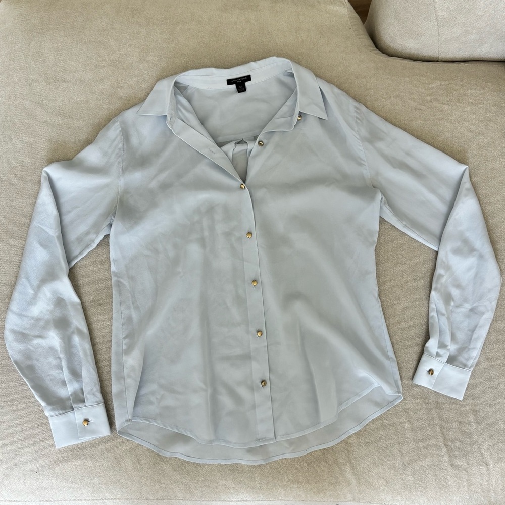 Ann Taylor Pale Blue Silk Blouse